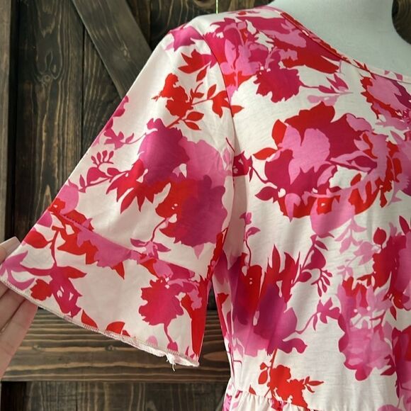 NWT Floral Midi Summer Tiered Dress with Ruffle Sleeves and Pockets - Picture 5 of 15